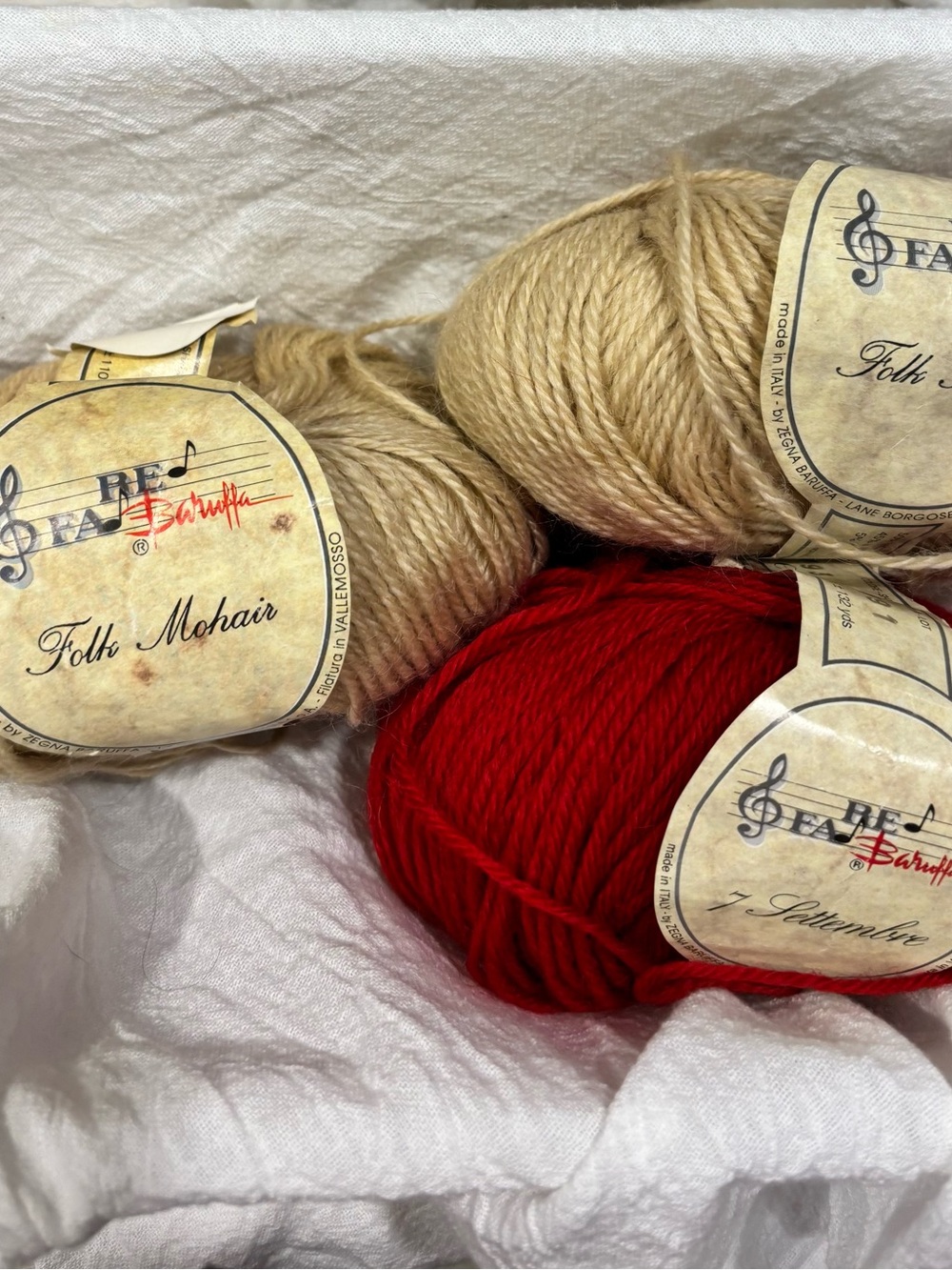 Vintage (2) Fare Baruffa Folk Mohair and Fare Baruffa 7 Settembre (1) Wool Yarn